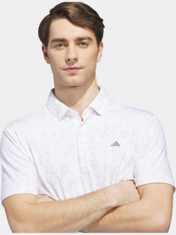 adidas ULT+ BTTR PRINT Halbarm Polo weiß