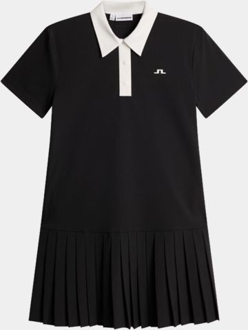 J.Lindeberg 30Y Grace Pleated Halbarm Kleid schwarz