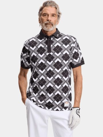 J.Lindeberg 30Y Tour Tech Argyle Polo s polovičním rukávem černá