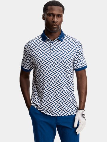 J.Lindeberg Tour Tech Print Halbarm Polo navy
