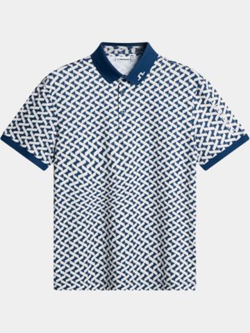 J.Lindeberg Tour Tech Print Halbarm Polo navy