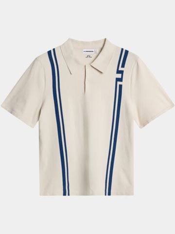 J.Lindeberg Rylan Stripe Golf Strick Polo beige