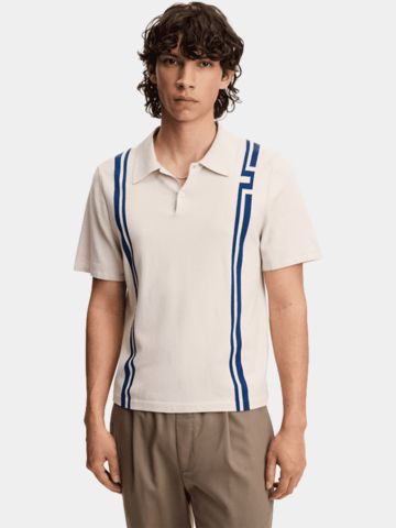 J.Lindeberg Rylan Stripe Golf Strick Polo beige