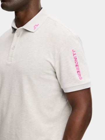 J.Lindeberg Polokošile Tour Tech Pique s polovičním rukávem šedá melanž