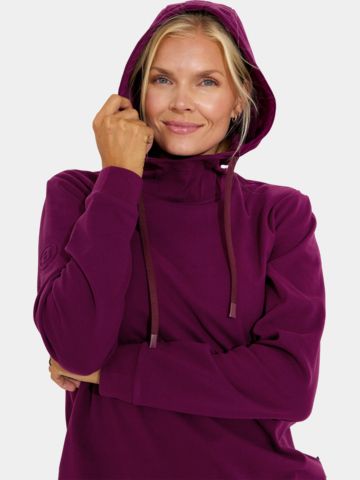 Abacus Mikina s kapucí Banff z fleece – střední vrstva berry
