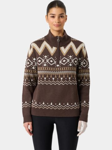 Daily Sports JAQUARD Pullover Lined Windstopp Strick braun