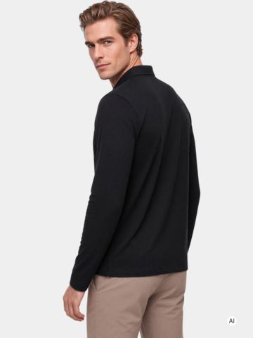 Bogner TIMON-6 Long-Sleeve Polo Shirt, Black