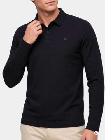 Bogner TIMON-6 Langarm Polo schwarz