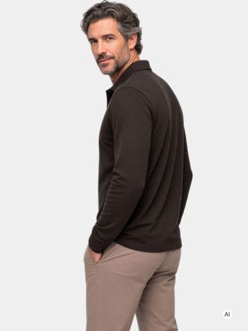Bogner TIMON-6 Langarm Polo taupe