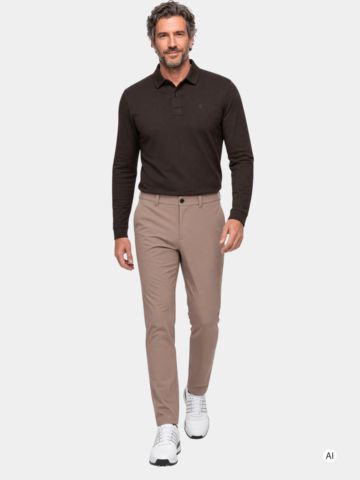 Bogner TIMON-6 Langarm Polo taupe