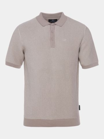Daniel Springs Strick Halbarm Polo sand