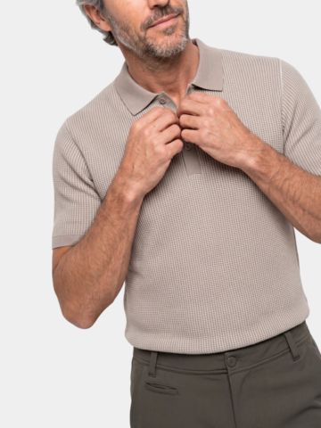 Daniel Springs Strick Halbarm Polo sand