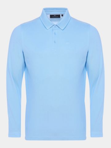 Daniel Springs 2-Tone Pique Thermo Langarm Polo hellblau