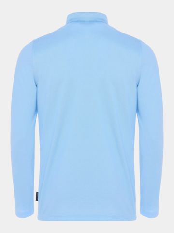 Daniel Springs 2-Tone Pique Thermo Langarm Polo hellblau