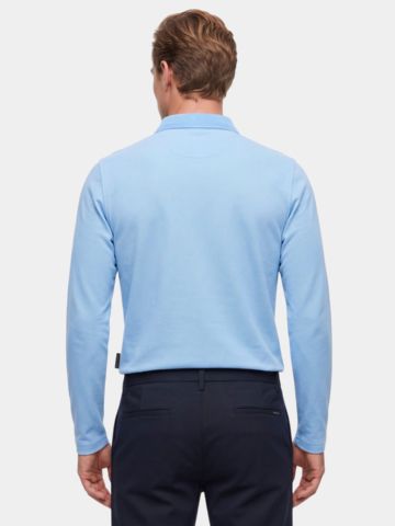 Daniel Springs 2-Tone Pique Thermo Langarm Polo hellblau
