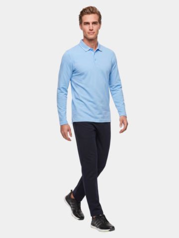 Daniel Springs 2-Tone Pique Thermo Langarm Polo hellblau