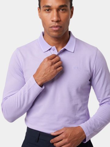 Daniel Springs 2-Tone Pique Thermo Langarm Polo lila