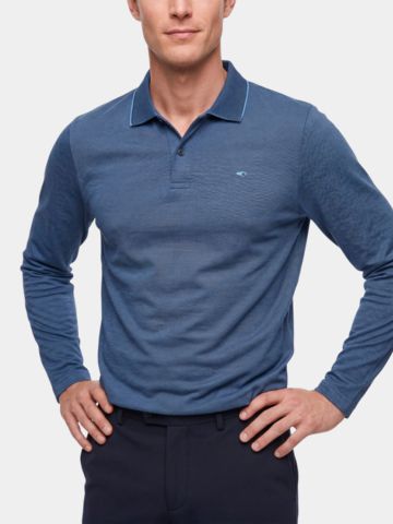 Daniel Springs 2-Tone Pique Thermo Langarm Polo denim