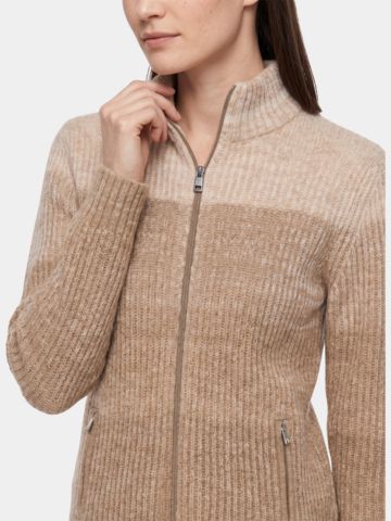 Valiente Degrade Jacke Windstopp Strick beige