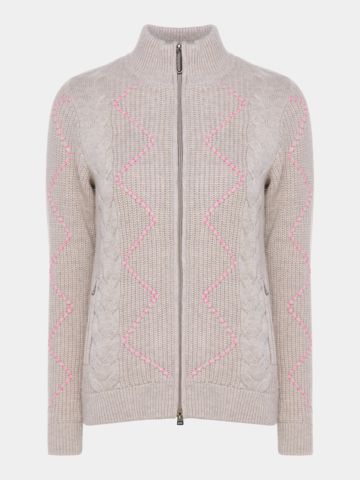 Valiente Jacke Zopf-  Windstopp Strick beige