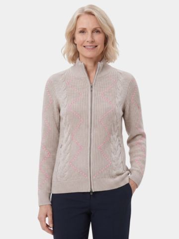 Valiente Jacke Zopf- Windstopp Strick beige