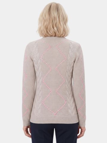 Valiente Jacke Zopf- Windstopp Strick beige