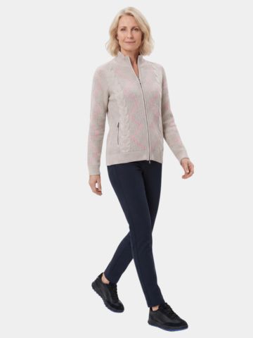 Valiente Jacke Zopf-  Windstopp Strick beige