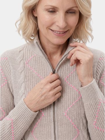 Valiente Jacke Zopf-  Windstopp Strick beige