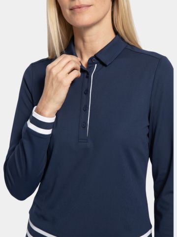 Valiente Loose Fit Langarm Polo navy