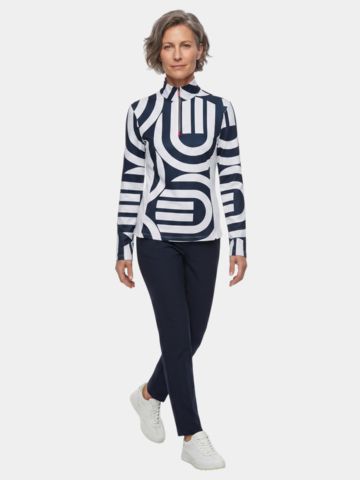 Valiente Druck 1/2 Zip Stretch Thermo Midlayer navy