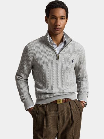 Polo Ralph Lauren SWEATER Troyer Strick grau