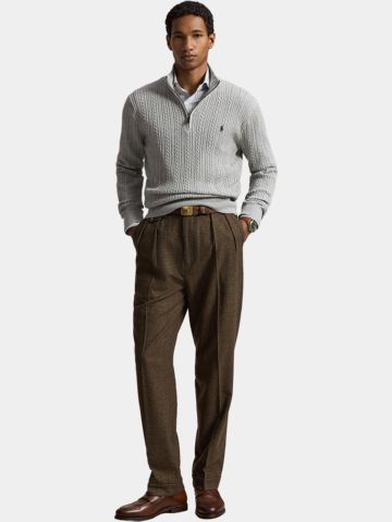 Polo Ralph Lauren SWEATER Troyer Strick grau