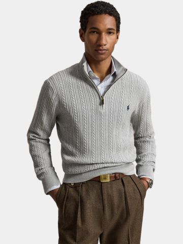 Polo Ralph Lauren SWEATER Troyer Strick grau