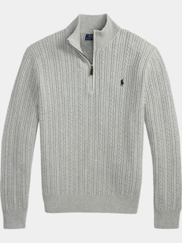 Polo Ralph Lauren SWEATER Troyer Strick grau