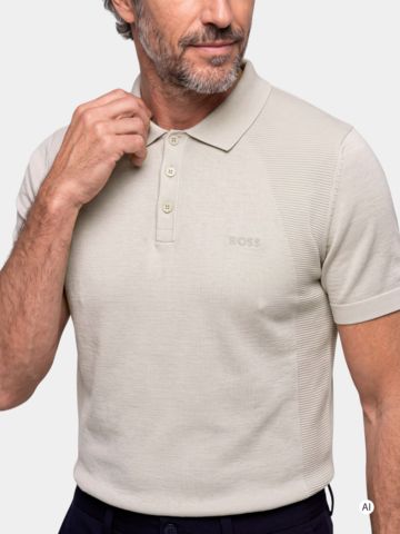 BOSS KN_Momentum-Lite PS Knit Polo písek