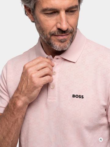 BOSS PL_GOC Swing AO polokošile s polovičním rukávem růžová