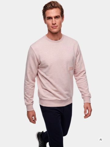 BOSS SW_Crewneck Stretch Midlayer růžová