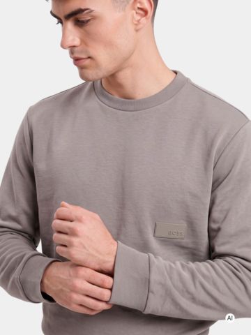 BOSS SW_Crewneck Stretch Midlayer taupe