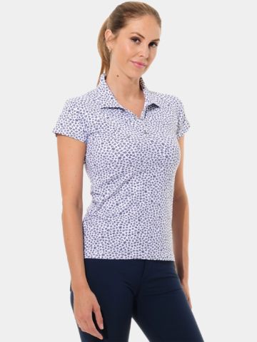 MDC Floral Print Halbarm Polo weiß