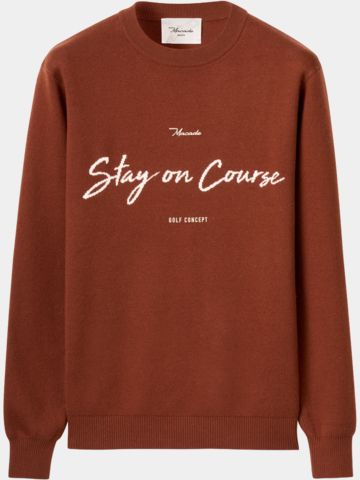 Macade Golf TX Intarsia Knit Crewneck Pullover Strick rot