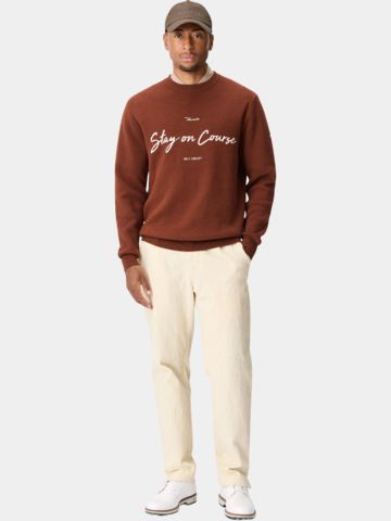 Macade Golf TX Intarsia Knit Crewneck Pullover Strick rot