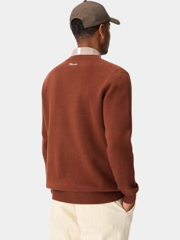 Macade Golf TX Intarsia Knit svetr s kulatým výstřihem, pletený, červený