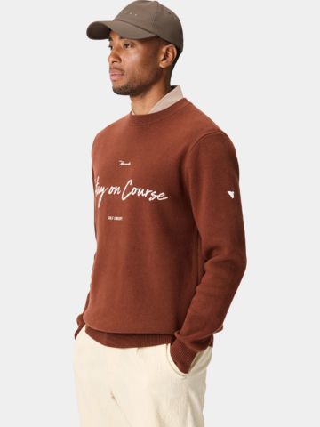 Macade Golf TX Intarsia Knit Crewneck Pullover Strick rot