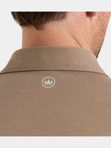 Peter Millar ALBATROSS COTTON-BLEND PIQUE Halbarm Polo beige