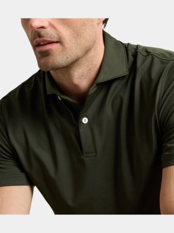 Peter Millar ALBATROSS COTTON-BLEND PIQUE Halbarm Polo oliv