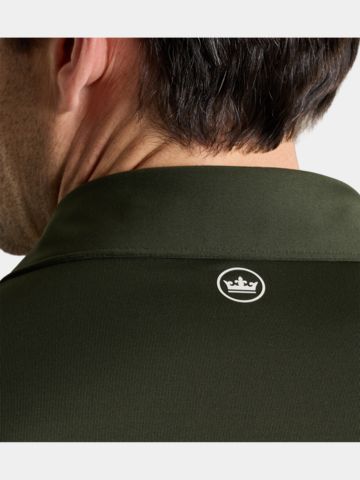 Peter Millar ALBATROSS COTTON-BLEND PIQUE Halbarm Polo oliv