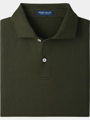 Peter Millar ALBATROSS COTTON-BLEND PIQUE Halbarm Polo oliv