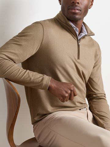 Peter Millar ALBATROSS COTTON-BLEND QUARTER-ZIP Strick Troyer beige