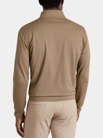 Peter Millar ALBATROSS COTTON-BLEND QUARTER-ZIP Strick Troyer beige