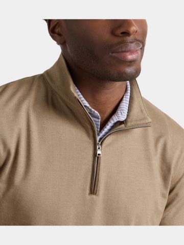Peter Millar ALBATROSS COTTON-BLEND QUARTER-ZIP Strick Troyer beige